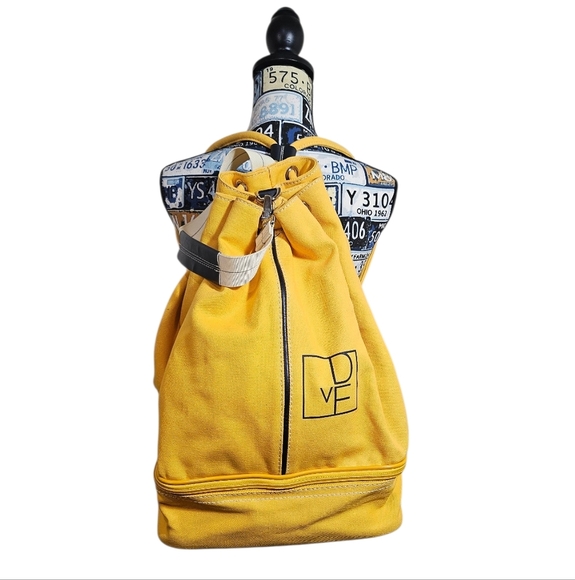 DvF Diane vonFurstenberg Yellow Canvas Convertible Bag Backpack - Picture 9 of 14
